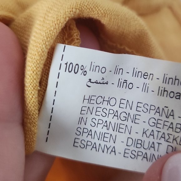 ZARA | 💯 linen shirt blouse yellow mustard sz L - Picture 6 of 6